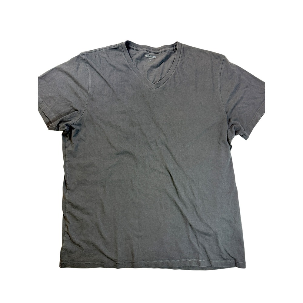 Bonobos V-Neck T-Shirt Mens Large Black Charcoal Cotton Short Sleeve